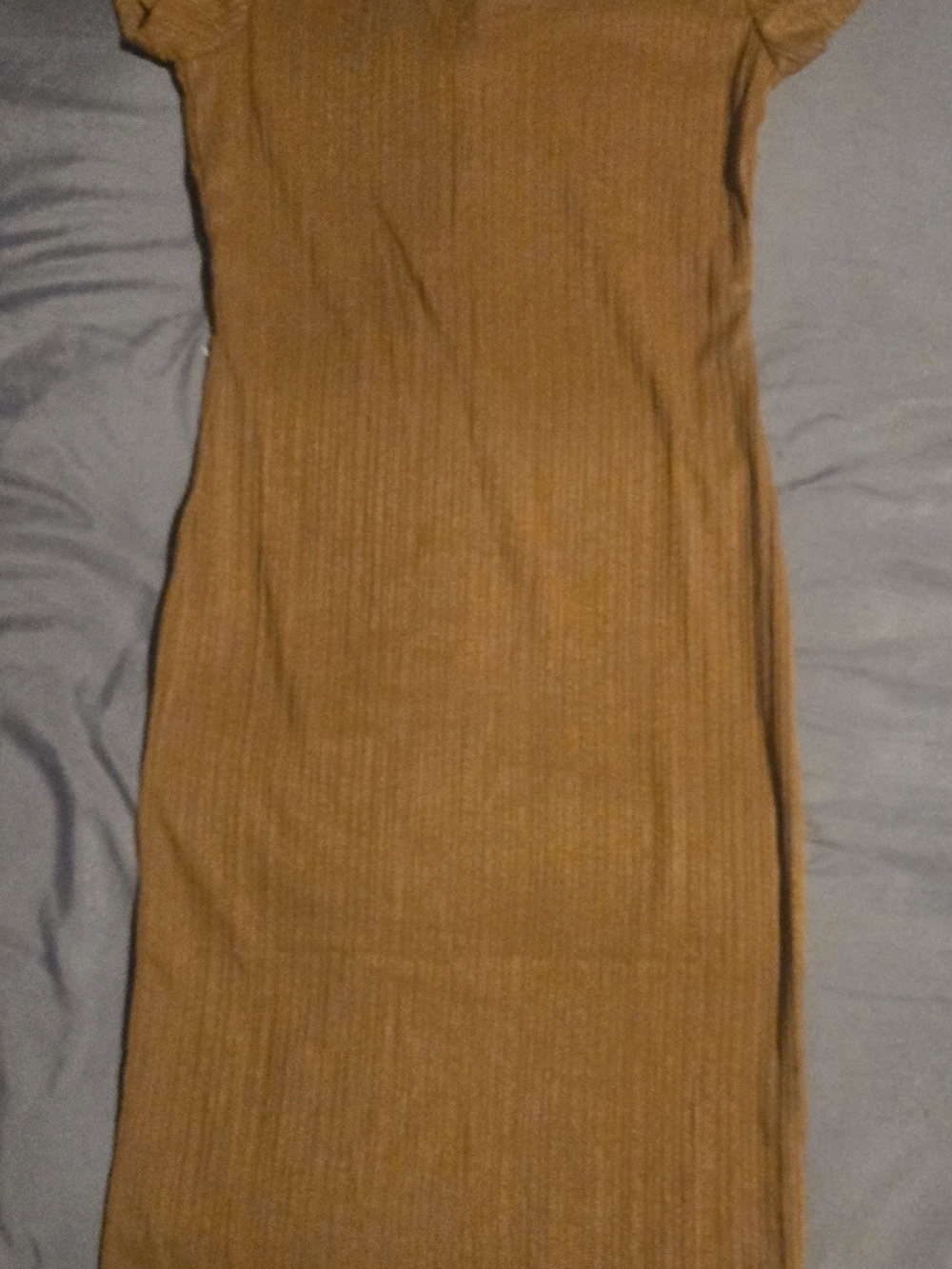 Mustard Ribbed Midi Dress - Women's